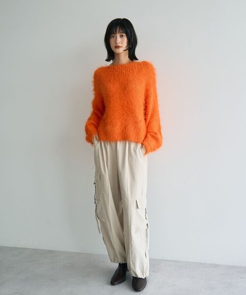 Editt by YECCA VECCA（エディットバイイェッカヴェッカ）の「フェザーMIXロービングニット（ニット/セーター・レディース・グレー/チャコールグレー/オレンジ/グリーン系その他3・FREE）」の19枚目の写真