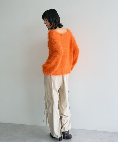 Editt by YECCA VECCA（エディットバイイェッカヴェッカ）の「フェザーMIXロービングニット（ニット/セーター・レディース・グレー/チャコールグレー/オレンジ/グリーン系その他3・FREE）」の21枚目の写真
