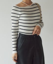 KUREN（クレン）の「ボーダーオフショルニット（ニット/セーター）」