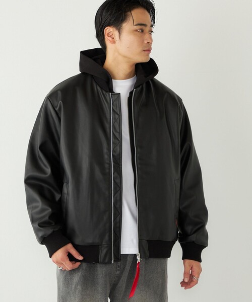 SHIPS Colors:合成皮革 ボア ボマー ジャケット（ブルゾン）｜SHIPS