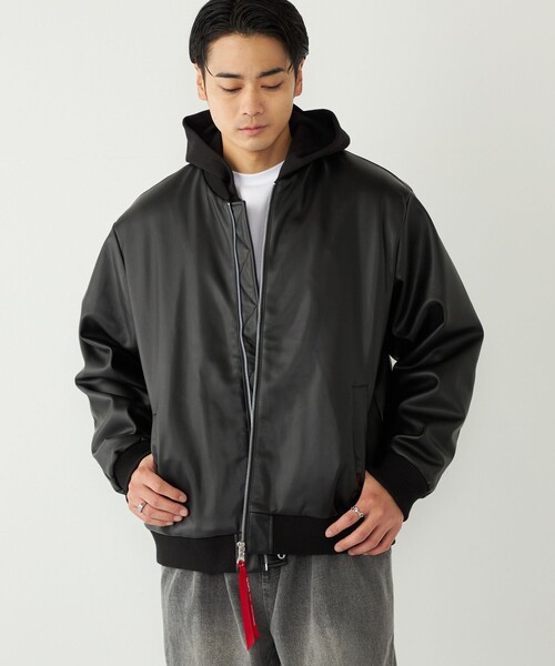SHIPS Colors:合成皮革 ボア ボマー ジャケット（ブルゾン）｜SHIPS