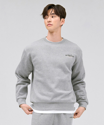 共用エッセンシャルレタリング起毛スウェットTシャツ-グレー