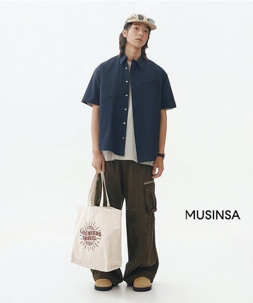 SLOWACID（スローアシッド）の「アシンメトリック半袖シャツ [ネイビー]（シャツ/ブラウス・レディース・その他・SMALL/MEDIUM/LARGE）」の4枚目の写真