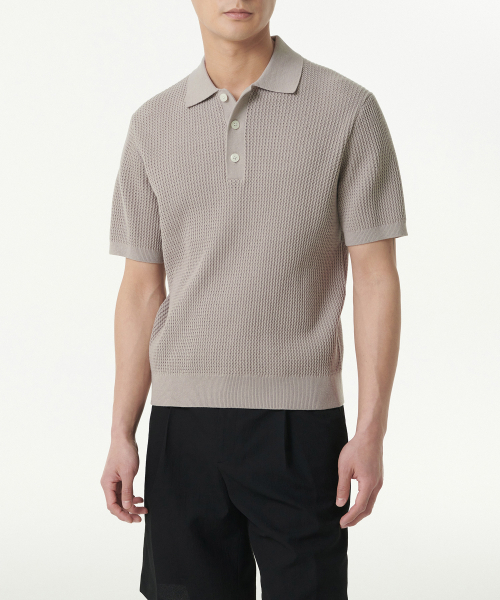 MUSINSA STANDARD（ムシンサスタンダード）の「クロシェニットポロシャツ[マッシュルーム]（ニット/セーター・メンズ・その他・XX-LARGE/LARGE/MEDIUM/SMALL/X-LARGE）」の2枚目の写真