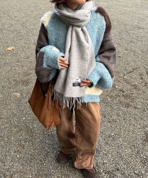 MIRROR STOKE(ミラーストーク)の「【ZOZO限定】ACCENT MATERIAL KNIT CARDIGAN/アクセントマテリアルニットカーディガン(ニット/セーター・レディース・ブルー/イエロー/ワインレッド・MEDIUM)」の7枚目の写真