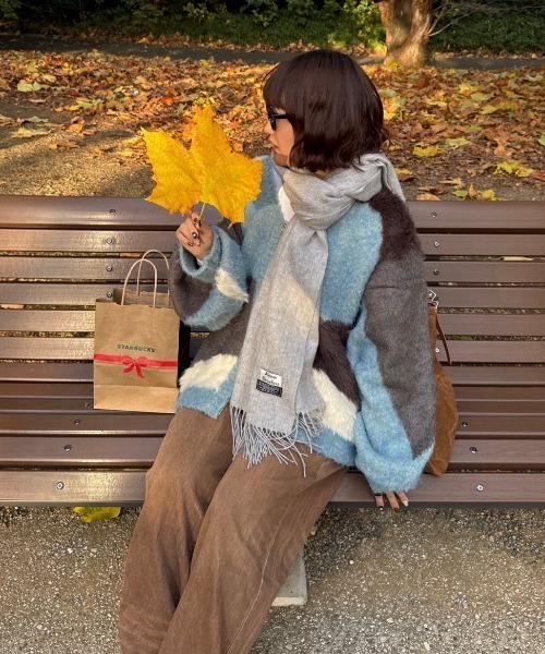 MIRROR STOKE(ミラーストーク)の「【ZOZO限定】ACCENT MATERIAL KNIT CARDIGAN/アクセントマテリアルニットカーディガン(ニット/セーター・レディース・ブルー/イエロー/ワインレッド・MEDIUM)」の10枚目の写真