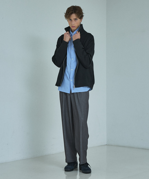 ABAHOUSE（アバハウス）の「12ゲージ 畦編み ドライバーズニット / ダブルジップ（カーディガン/ボレロ・メンズ・チャコールグレー/ブラック・46/48）」の3枚目の写真