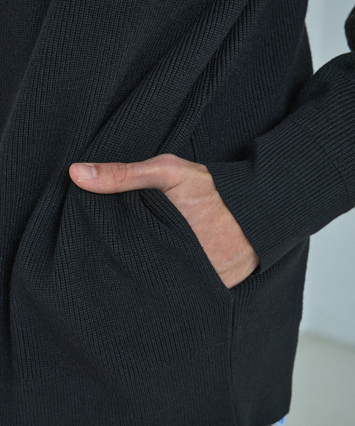 ABAHOUSE（アバハウス）の「12ゲージ 畦編み ドライバーズニット / ダブルジップ（カーディガン/ボレロ・メンズ・チャコールグレー/ブラック・46/48）」の9枚目の写真