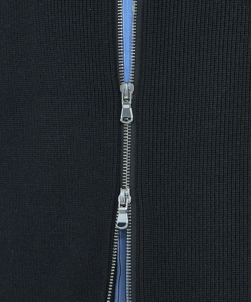 ABAHOUSE（アバハウス）の「12ゲージ 畦編み ドライバーズニット / ダブルジップ（カーディガン/ボレロ・メンズ・チャコールグレー/ブラック・46/48）」の10枚目の写真