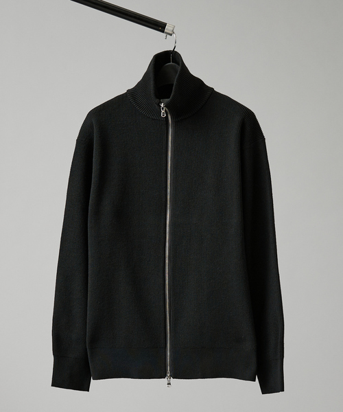 ABAHOUSE（アバハウス）の「12ゲージ 畦編み ドライバーズニット / ダブルジップ（カーディガン/ボレロ・メンズ・チャコールグレー/ブラック・46/48）」の12枚目の写真