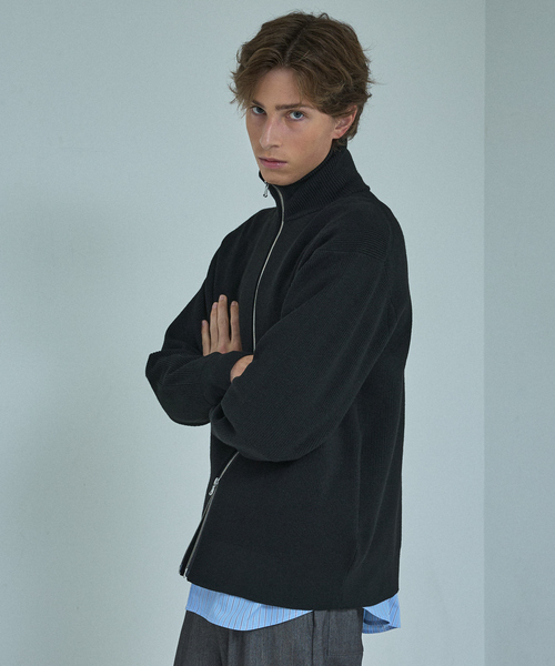 ABAHOUSE（アバハウス）の「12ゲージ 畦編み ドライバーズニット / ダブルジップ（カーディガン/ボレロ・メンズ・チャコールグレー/ブラック・46/48）」の14枚目の写真