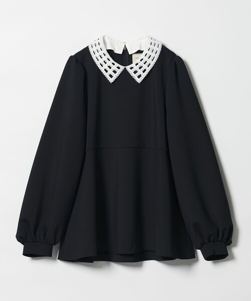 ユナイテッドアローズ★SPONGY ペプラム ブラウス★ネイビー UNITED ARROWS（ユナイテッドアローズ）の「SPONGY パールモチーフ