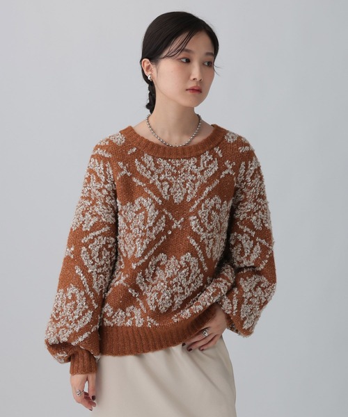 LEPSIM（レプシィム）の「3.5ゲージペルシャ柄プルオーバー　603981（ニット/セーター・レディース・グレー/ブラウン・FREE）」の2枚目の写真