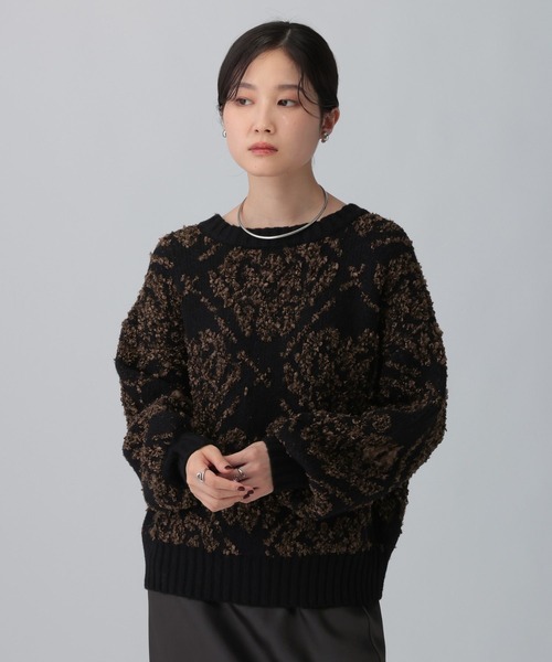 LEPSIM（レプシィム）の「3.5ゲージペルシャ柄プルオーバー　603981（ニット/セーター・レディース・グレー/ブラウン/ブラック・FREE）」の2枚目の写真