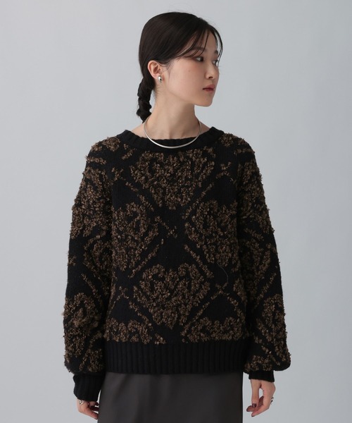 LEPSIM（レプシィム）の「3.5ゲージペルシャ柄プルオーバー　603981（ニット/セーター・レディース・グレー/ブラウン・FREE）」の19枚目の写真