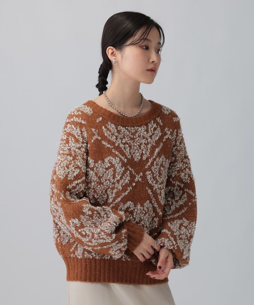 LEPSIM（レプシィム）の「3.5ゲージペルシャ柄プルオーバー　603981（ニット/セーター・レディース・グレー/ブラウン・FREE）」の3枚目の写真