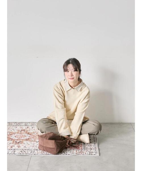 Samansa Mos2 blue(サマンサモスモスブルー)の「◎スクエア編みニット(ニット/セーター・レディース・グリーン/キナリ/ブラック・F)」の18枚目の写真