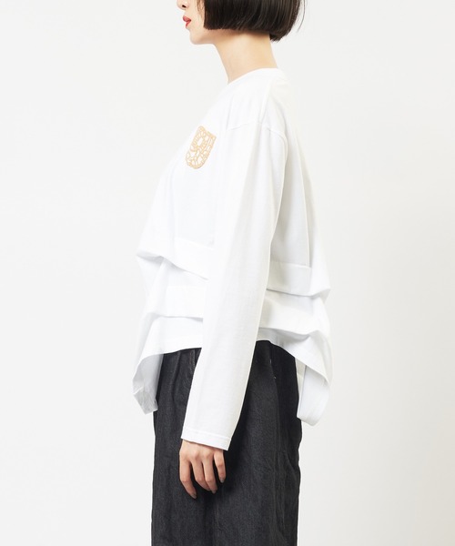 gomme（ゴム）の「サイド２タックＴ（Tシャツ/カットソー・レディース・チャコールグレー/ブラック/ホワイト・MEDIUM）」の8枚目の写真