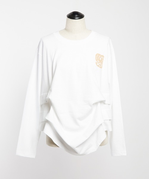 gomme（ゴム）の「サイド２タックＴ（Tシャツ/カットソー・レディース・チャコールグレー/ブラック/ホワイト・MEDIUM）」の10枚目の写真