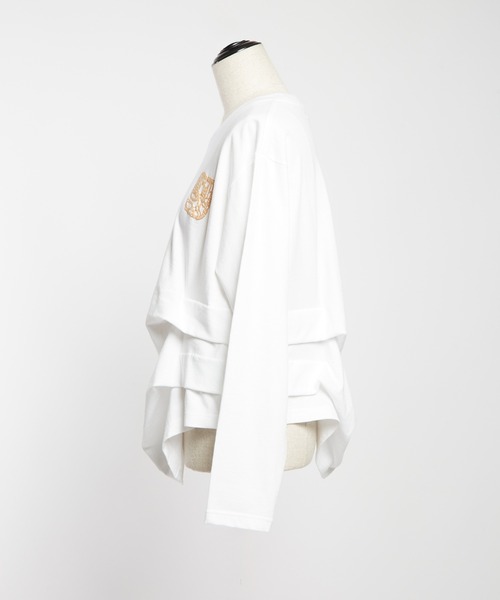 gomme（ゴム）の「サイド２タックＴ（Tシャツ/カットソー・レディース・チャコールグレー/ブラック/ホワイト・MEDIUM）」の11枚目の写真