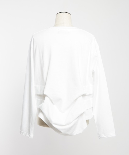 gomme（ゴム）の「サイド２タックＴ（Tシャツ/カットソー・レディース・チャコールグレー/ブラック/ホワイト・MEDIUM）」の12枚目の写真