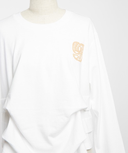 gomme（ゴム）の「サイド２タックＴ（Tシャツ/カットソー・レディース・チャコールグレー/ブラック/ホワイト・MEDIUM）」の13枚目の写真