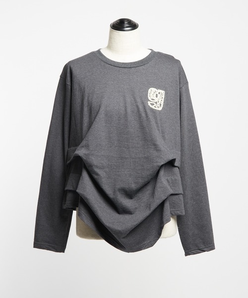 gomme（ゴム）の「サイド２タックＴ（Tシャツ/カットソー・レディース・チャコールグレー/ブラック/ホワイト・MEDIUM）」の20枚目の写真