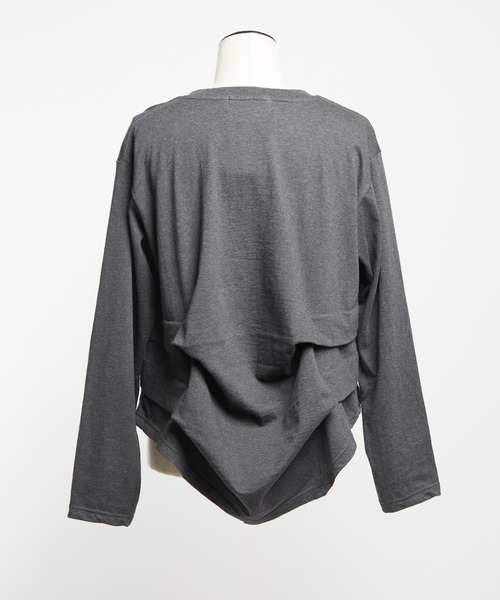 gomme（ゴム）の「サイド２タックＴ（Tシャツ/カットソー・レディース・チャコールグレー/ブラック/ホワイト・MEDIUM）」の21枚目の写真