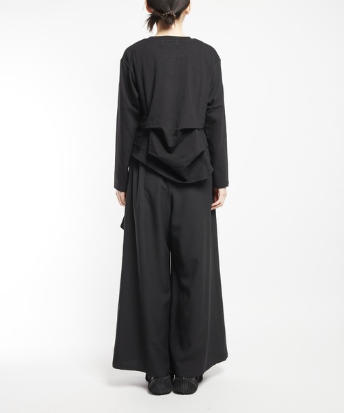 gomme（ゴム）の「サイド２タックＴ（Tシャツ/カットソー・レディース・チャコールグレー/ブラック/ホワイト・MEDIUM）」の6枚目の写真