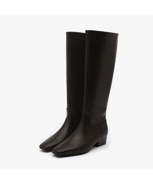 SAPPUN(サプン)の「Mendena スクエア ロングブーツ (3cm)(ブーツ・レディース・ブラック/ダークブラウン・23cm/24cm/24.5cm/25cm/25.5cm/22.5cm/23.5cm)」の1枚目の写真