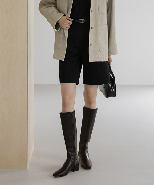 SAPPUN(サプン)の「Mendena スクエア ロングブーツ (3cm)(ブーツ・レディース・ブラック/ダークブラウン・23cm/24cm/24.5cm/25cm/25.5cm/22.5cm/23.5cm)」の4枚目の写真