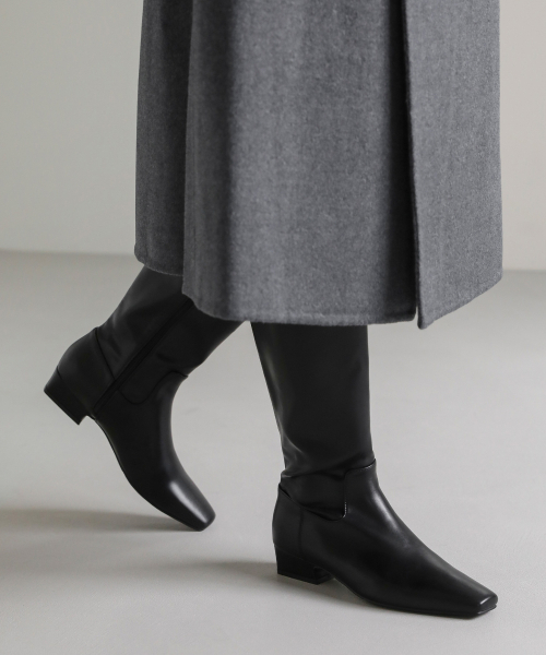 SAPPUN(サプン)の「Mendena スクエア ロングブーツ (3cm)(ブーツ・レディース・ブラック/ダークブラウン・23cm/24cm/24.5cm/25cm/25.5cm/22.5cm/23.5cm)」の5枚目の写真