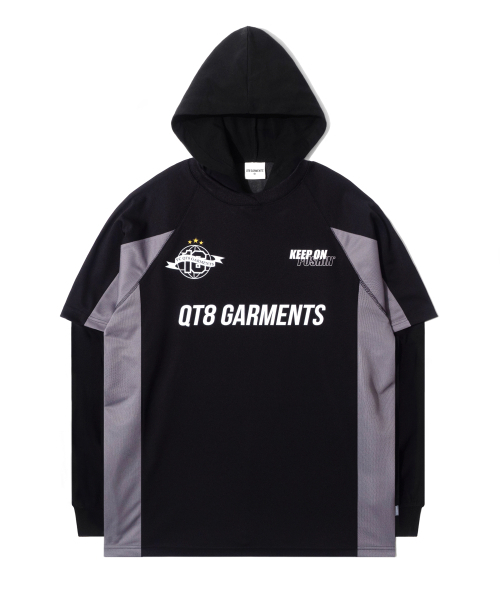 QT8 GARMENTS(キューティーエイトガーメント)の「OC 3R Soccer Layered Hoodie Jersey (Black)(パーカー・レディース・その他・LARGE/MEDIUM/X-LARGE)」の2枚目の写真
