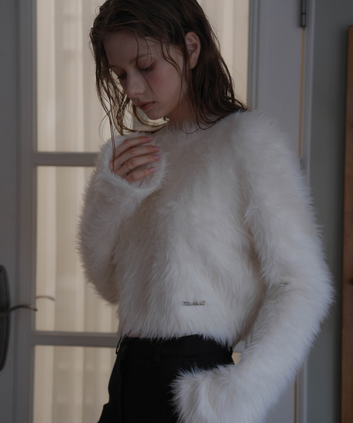 DEHEVE（デヘヴェ）の「Hairy Flare Sleeve Knit [Ivory]（ニット/セーター・レディース・アイボリー・FREE）」の6枚目の写真
