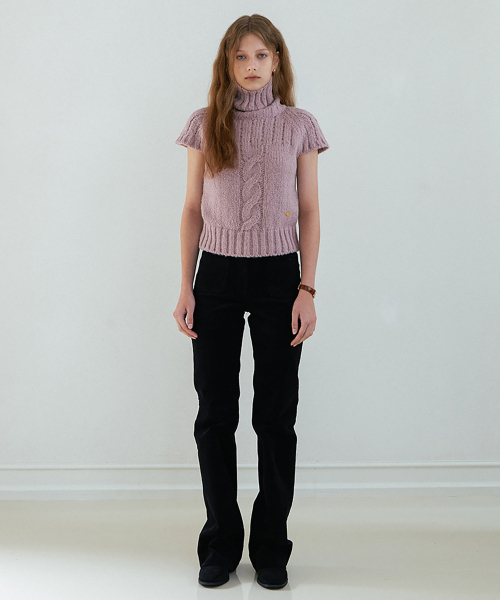 コーデュロイブーツカットパンツ-ブラック