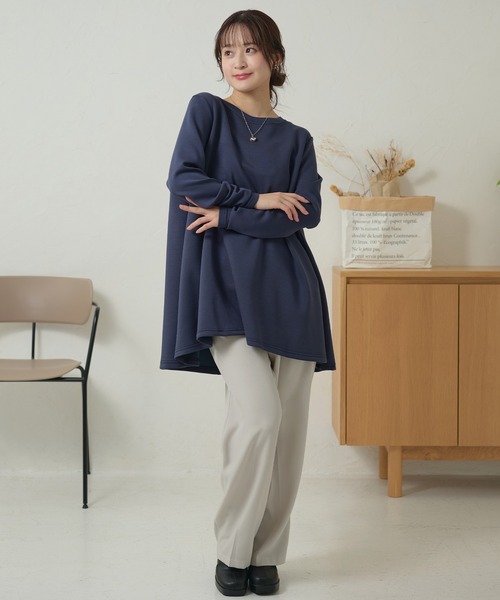 DAYRA(デイラ)の「オーバーサイズ フレア シルエット 長袖 プルオーバー(Tシャツ/カットソー・レディース・ホワイト/ライトグレー/ブラック/ネイビー・S/FREE)」の10枚目の写真