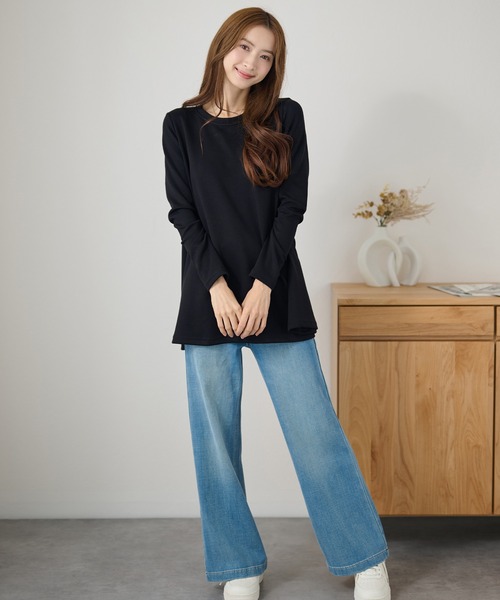 DAYRA(デイラ)の「オーバーサイズ フレア シルエット 長袖 プルオーバー(Tシャツ/カットソー・レディース・ホワイト/ライトグレー/ブラック/ネイビー・S/FREE)」の11枚目の写真