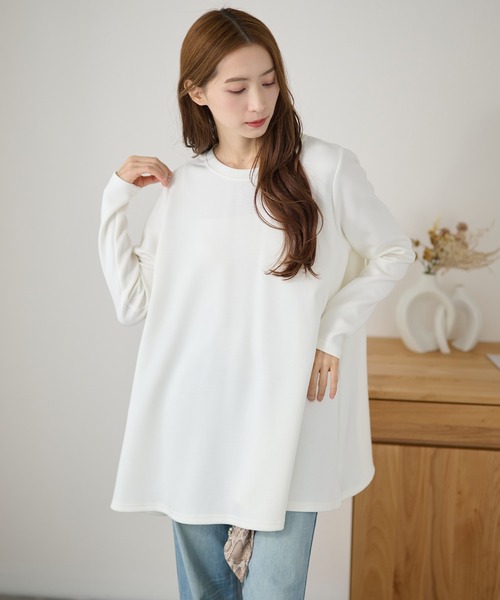 DAYRA(デイラ)の「オーバーサイズ フレア シルエット 長袖 プルオーバー(Tシャツ/カットソー・レディース・ホワイト/ライトグレー/ブラック/ネイビー・S/FREE)」の18枚目の写真