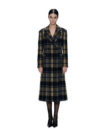 LIVER CASHMERE CHECK COAT - KHAKI