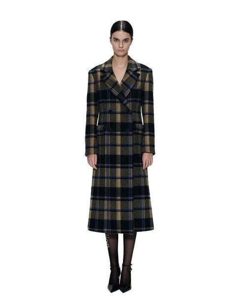 THE BALLON(ザバロン)の「LIVER CASHMERE CHECK COAT - KHAKI(チェスターコート・レディース・カーキ・MEDIUM/SMALL)」の1枚目の写真