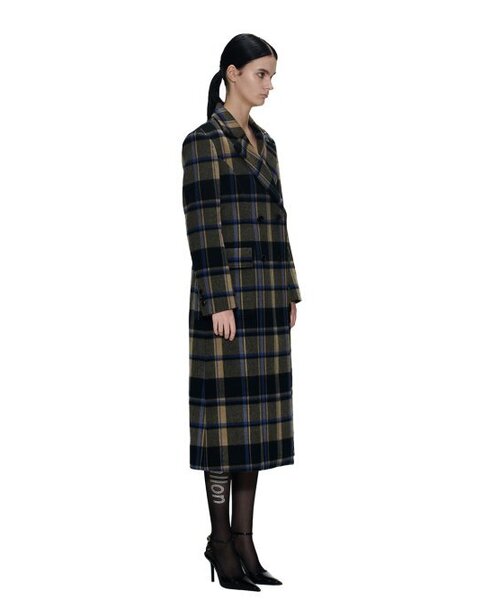THE BALLON(ザバロン)の「LIVER CASHMERE CHECK COAT - KHAKI(チェスターコート・レディース・カーキ・MEDIUM/SMALL)」の2枚目の写真
