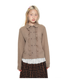 Double Button Frill Check Shirt_brown