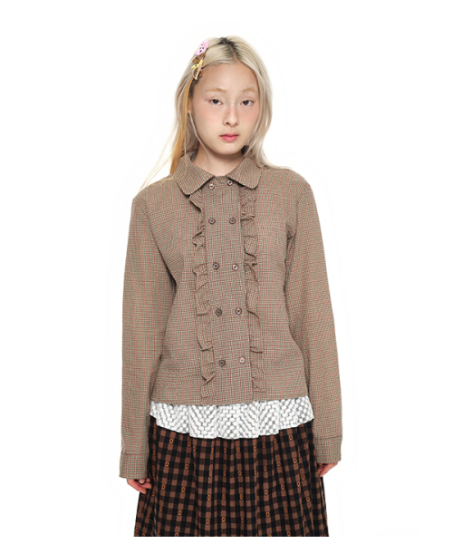 youthbath(ユースバース)の「Double Button Frill Check Shirt_brown(シャツ/ブラウス・レディース・その他・SMALL/MEDIUM)」の1枚目の写真