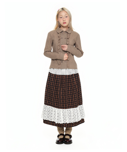 youthbath(ユースバース)の「Double Button Frill Check Shirt_brown(シャツ/ブラウス・レディース・その他・SMALL/MEDIUM)」の4枚目の写真