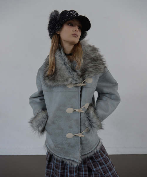 SETUP-EXE(セットアップイーエックスイー)の「DUFFLE MUSTANG JACKET / BABY BLUE(ムートンコート・レディース・その他・OS)」の1枚目の写真