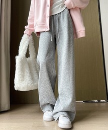 YUGA フリース裏地ワイドレッグ スポーツスウェットパンツ