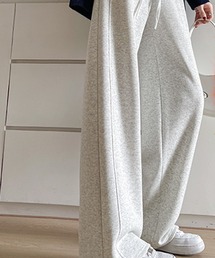 YUGA フリース裏地ワイドレッグ スポーツスウェットパンツ