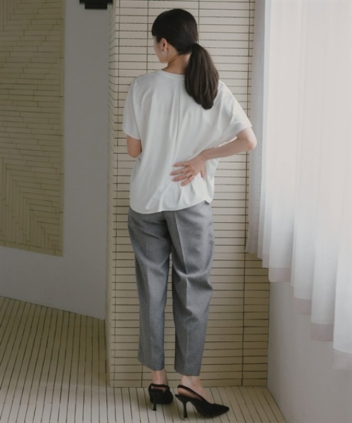 Petitjo(プッチージョ)の「小さいサイズ 2WAYスキッパーフレンチスリーブブラウス 低身長さん・小柄女性(シャツ/ブラウス・レディース・ネイビー/ホワイト・PL/PM/PS/PSS)」の4枚目の写真