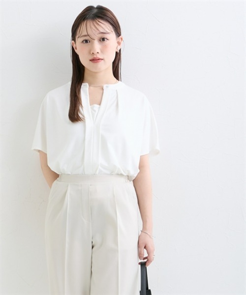 Petitjo(プッチージョ)の「小さいサイズ 2WAYスキッパーフレンチスリーブブラウス 低身長さん・小柄女性(シャツ/ブラウス・レディース・ネイビー/ホワイト・PL/PM/PS/PSS)」の5枚目の写真