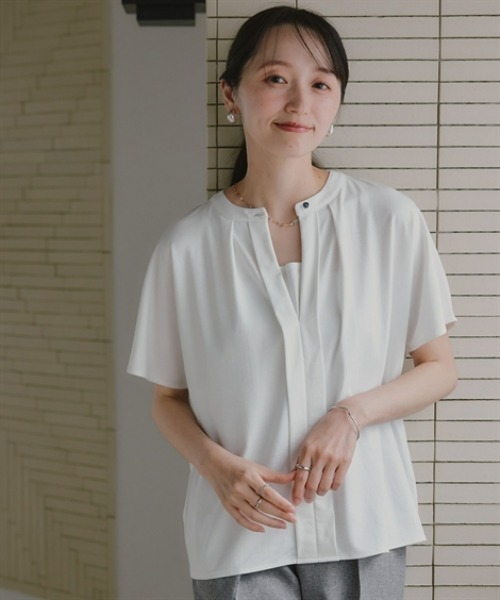 Petitjo(プッチージョ)の「小さいサイズ 2WAYスキッパーフレンチスリーブブラウス 低身長さん・小柄女性(シャツ/ブラウス・レディース・ネイビー/ホワイト・PL/PM/PS/PSS)」の15枚目の写真